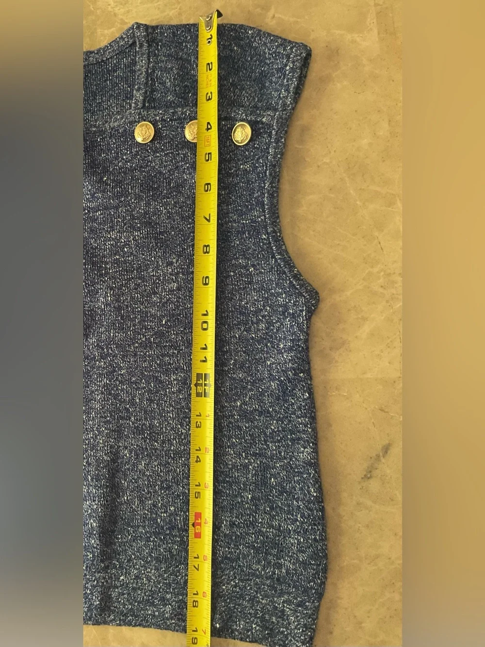 J Crew Sweater shell with gold buttons in merino-linen blend Sz M preppy EUC
